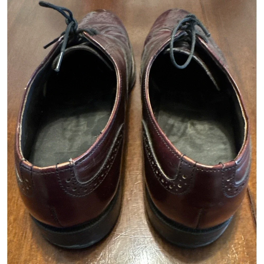 Vintage Dexter USA Burgundy Wingtip Oxford Dress Shoes Men 10.5M Leather Brogue
